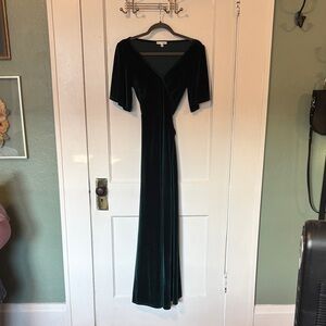 Baltic Born Deep Green Velvet Wrap Maxi Dress